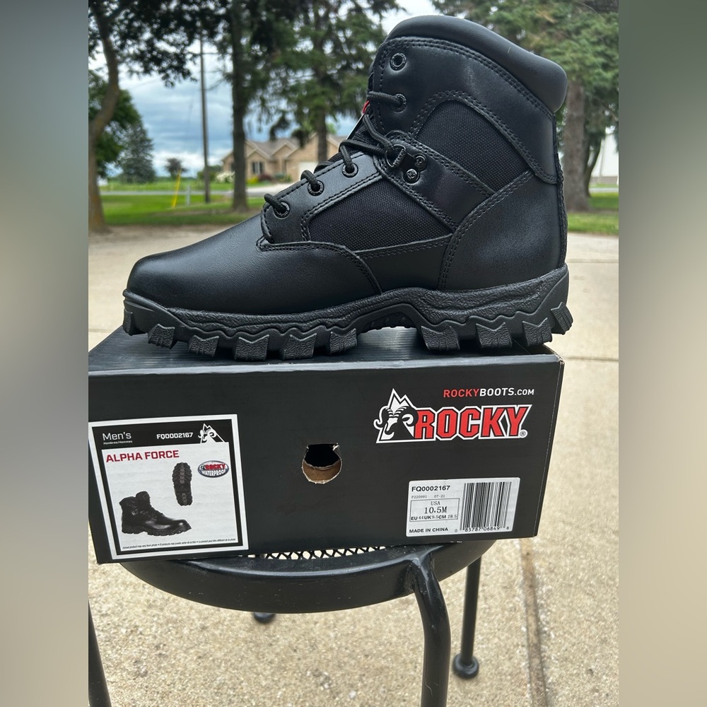 Rocky Black Tactical Boots High-Top Rugged